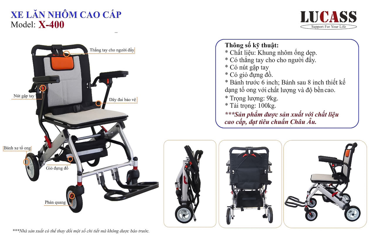 Xe Lăn Nhôm Cao Cấp Lucass X-400